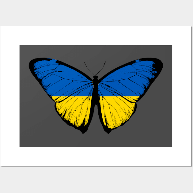 Vintage Ukraine Butterfly Moth | Pray For Ukraine and Stand with Ukraine Wall Art by Mochabonk